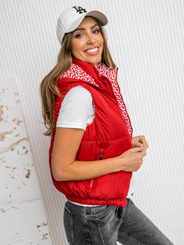 Červená hrubá dámska prešívaná vesta s kapucňou Bolf 16M9091