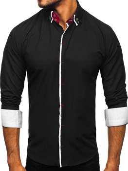 Čierna pánska elegantná košeľa s dlhými rukávmi Bolf 2767-1