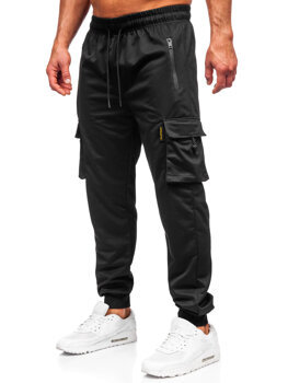 Čierne pánske teplákové jogger nohavice s cargo vreckami Bolf JX6363