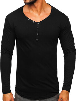 Čierne pánske tričko s dlhými rukávmi Bolf 5059A