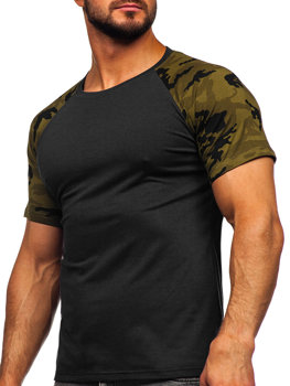 Čierne pánske tričko s maskačovým vzorom Bolf 8T82