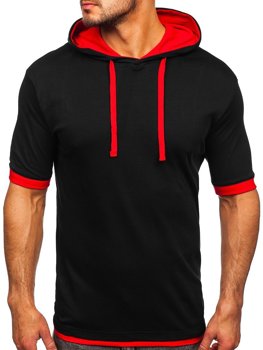 Čierno-červené pánske tričko bez potlače Bolf 08