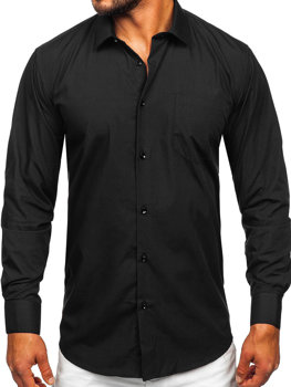 Czarna koszula męska elegancka z długim rękawem Denley M14