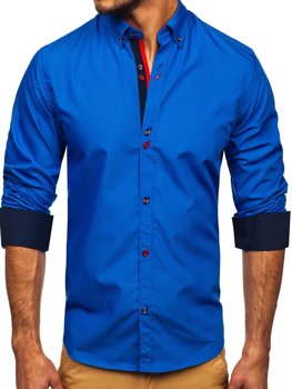 Modrá pánska košeľa s dlhými rukávmi Bolf 20710
