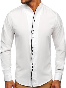 Pánska biela košeľa s dlhými rukávmi Bolf 5720