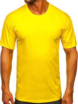 Žlté neónové pánske bavlnené tričko bez potlače Bolf B459