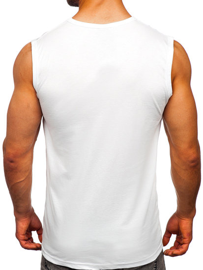 Biele pánske tričko/tielko Tank Top s potlačou Bolf 14824
