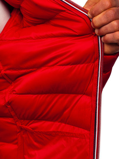 Červená pánska prešívaná športová zimná bunda Bolf 1100