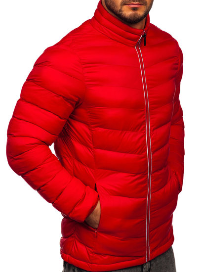 Červená pánska prešívaná športová zimná bunda Bolf 1100