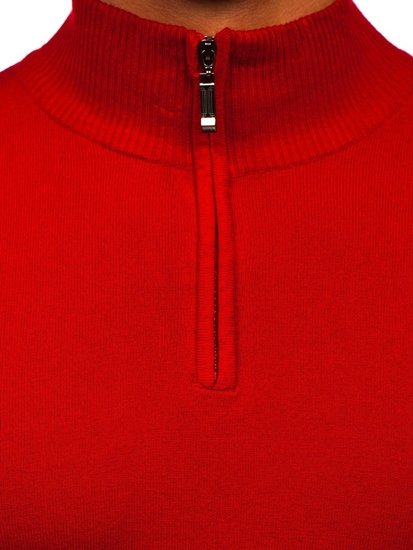 Červený pánsky pulóver so stojačikovým golierom Bolf YY08