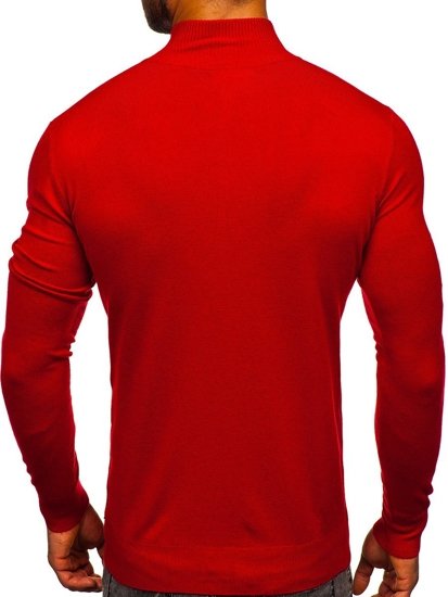Červený pánsky pulóver so stojačikovým golierom Bolf YY08