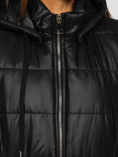 Čierna dámska dlhá prešívaná vesta Bolf 82019
