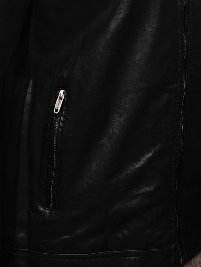Čierna pánska koženková bunda Bolf EX892