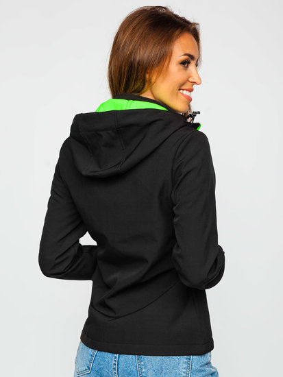 Čierna/zelená dámska softshellová prechodná bunda Bolf HH018