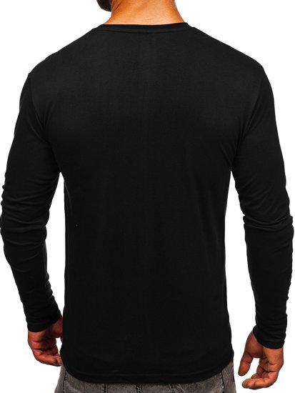 Čierne pánske tričko s dlhými rukávmi a potlačou Bolf 146747