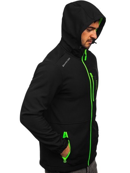 Čierno-zelená pánska softshellová bunda Bolf HH024