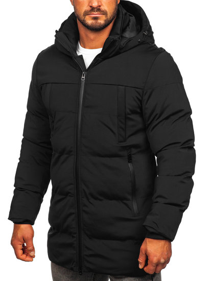 Czarna pikowana kurtka męska zimowa Denley 51M2206