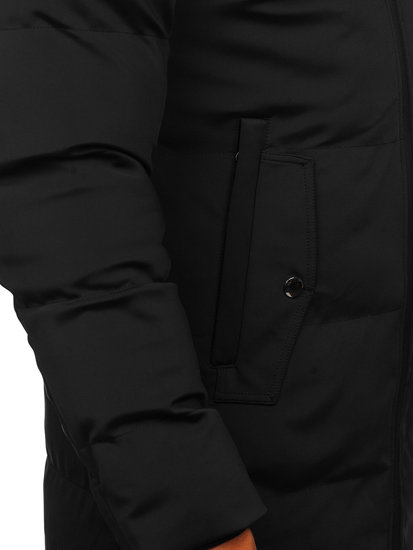 Czarna pikowana kurtka męska zimowa Denley 51M2208