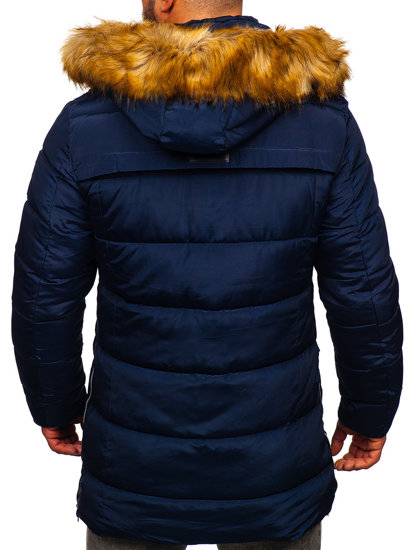 Granatowa pikowana kurtka męska zimowa Denley 5M50