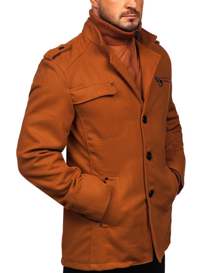 Pánsky kabát vo farbe ťavej srsti Bolf 8856