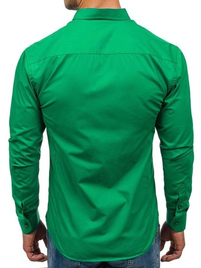 Zelená pánska elegantná košeľa s dlhými rukávmi BOLF 1703