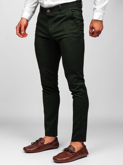 Zelené pánske látkové chino nohavice Bolf 0015