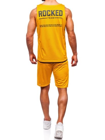 Žltý pánsky komplet: tričko + kraťasy  BOLF 100780