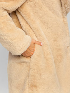 Béžový dámský kabát - imitácia ovčej kožušiny Bolf 21131