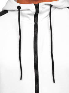 Biela pánska mikina na zips s kapucňou Bolf 27B8120