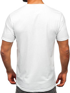 Biele pánske bavlnené tričko s potlačou Bolf 14759