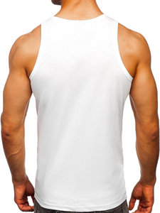 Biele pánske tank top tričko boxerského strihu s potlačou Bolf 14843