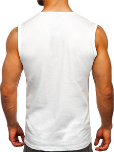 Biele pánske tank top tričko s potlačou Bolf 14822