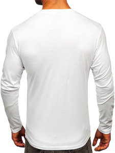Biele pánske tričko s dlhými rukávmi a potlačou Bolf 146742
