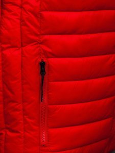 Červená pánska prešívaná vesta s kapucňou Bolf HDL88002