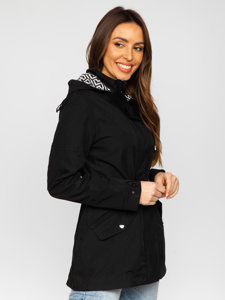 Čierna dámska prechodná bunda parka s kapucňou Bolf 16M9068