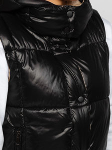 Čierna dámska prešívaná vesta s kapucňou Bolf 81257