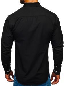 Čierna pánska elegantá košeľa s dlhými rukávmi BOLF 6920