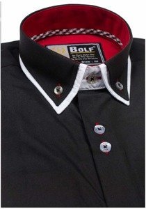 Čierna pánska elegantná košeľa s dlhými rukávmi BOLF 5818