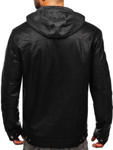 Čierna pánska koženková bunda Bolf EX892
