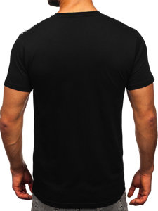 Čierne pánske bavlnené tričko s potlačou Bolf 14720