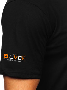 Čierne pánske bavlnené tričko s potlačou Bolf 14773