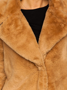 Dámsky kabát vo farbe ťavej srsti - imitácia ovčej kožušiny Bolf 21131