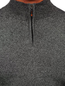 Grafitový pánsky sveter so stojačikovým golierom Bolf S8274