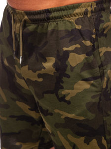 Khaki pánske teplákové šortky s maskáčovým vzorom Bolf 8K283