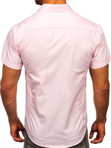 Ružová pánska elegantá košeľa s krátkymi rukávmi BOLF 7501