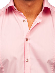 Ružová pánska elegantná košeľa s dlhými rukávmi Bolf 6944