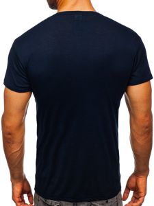 Tmavomodré pánske tričko bez potlače Bolf NB003